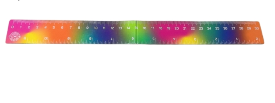 Dreieckiges Lineal in Regenbogenfarben